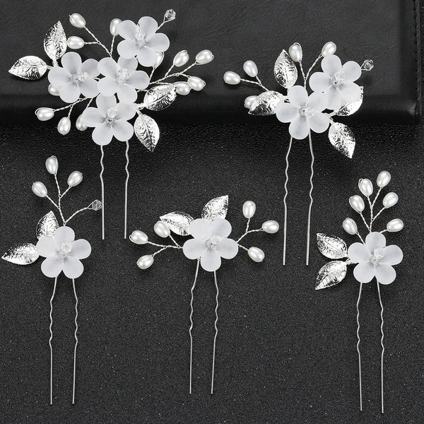 Transparent Crystal Flower U-Shaped Hairpin Wedding Headwear Elegant Bridal Accessory Shiny Rhinestone Barrette For Women