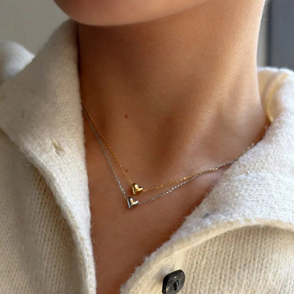Heart Shape Pendant Necklace for Women in 18K Real Gold Plated with PVD Coated Waterproof Non Tarnish 304 Stainless Steel Cable Chain