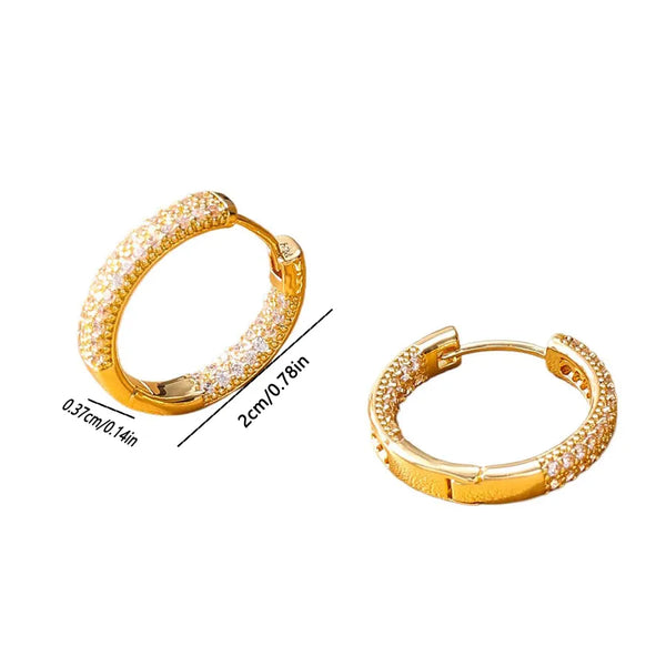 1 Pair Vintage Style Classic Style Circle Round Copper Zircon 18K Gold Plated Earrings