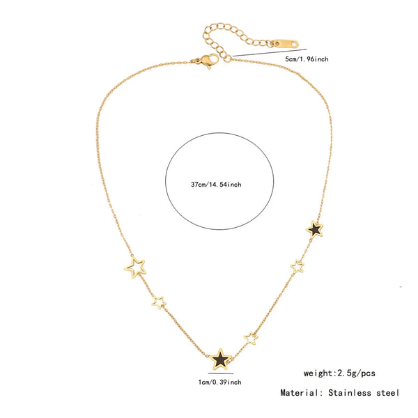 Wholesale Jewelry Simple Style Classic Style Commute Star Heart Shape 304 Stainless Steel 18K Gold Plated Necklace