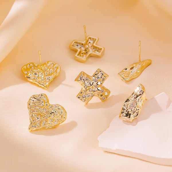 1 Pair Retro New Style Classic Style Notes Inlay Copper Zircon 14K Gold Plated Ear Studs