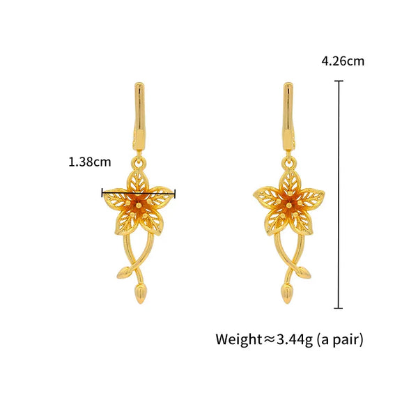 Xuping  Copper Alloy Plated 24K Gold Elegant Flower Tassel Ear Cuffs Luxury And Delicate Earrings