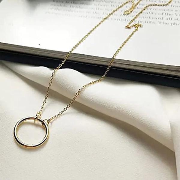 Vintage Style Circle Copper Choker Necklace for Women in Gold