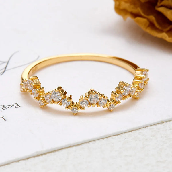Sweet Lace Ring for Women in 925 Sterling Silver with 14K Real Gold Plating and Zircon Inlay