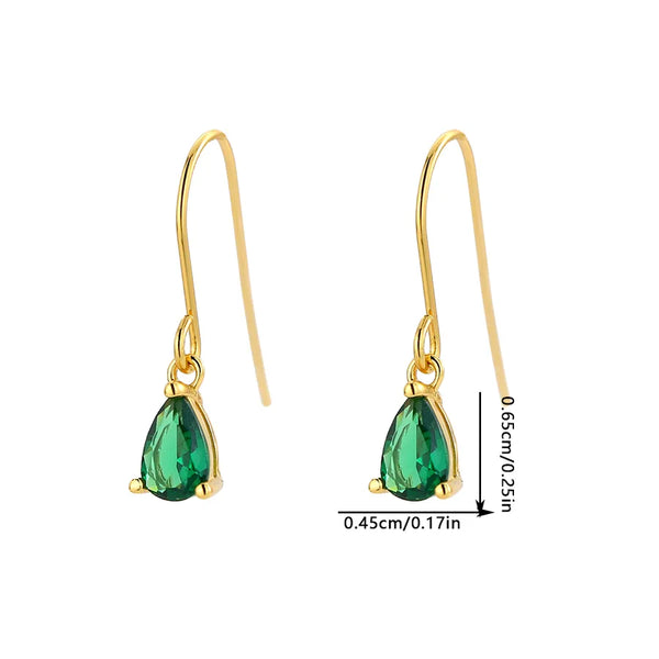 Emerald Small Water Drop Zircon Earrings Ear Hooks S925 Sterling Silver Exquisite Light Luxury Design New Earrings for Women Wholesale