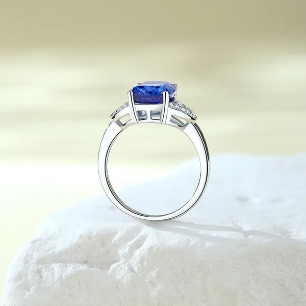Fashionable  High Carbon Diamond Ring For Women S925 Silver Multicolor Gemstone Ice Flower Cut Ring