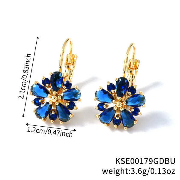 1 Pair Elegant Flower Plating Inlay Copper Glass K Gold Plated Earrings
