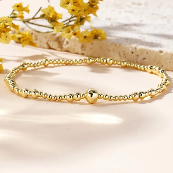 Round Beaded Chain Copper Bracelet for Women Featuring Elegant Beading Craft
