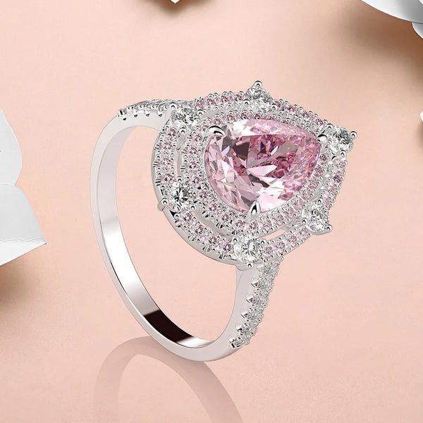 925 Sterling Silver Zircon Geometric Water Droplets Heart Shape Rings