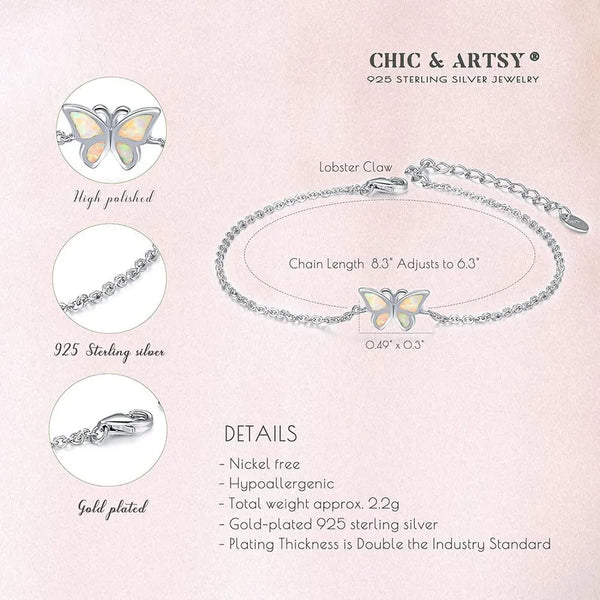 S925 Sterling Silver Butterfly Bracelet For Women Non-Fading Summer High-End Sensation Unique Design Auspicious Animal Pattern