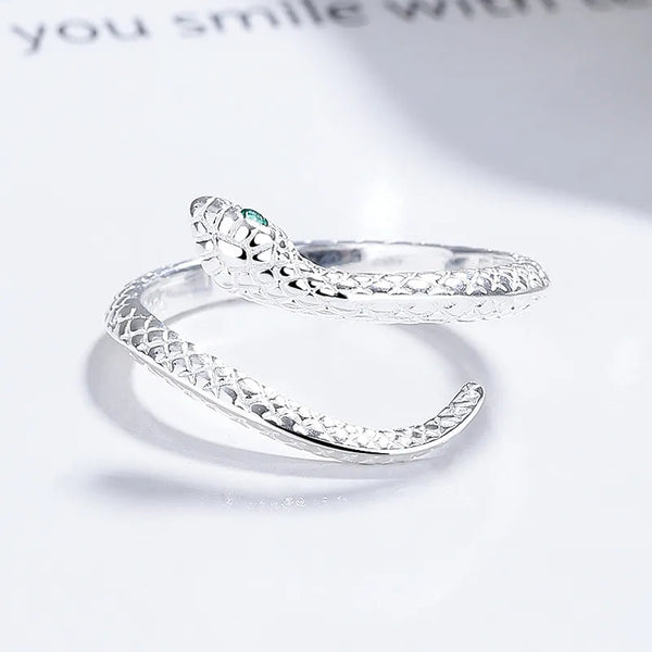 925 Silver Snake Ring Women's Zodiac Snake Fashion Versatile Simple Style Jewelry Hand Accessory New Version Design Sensation