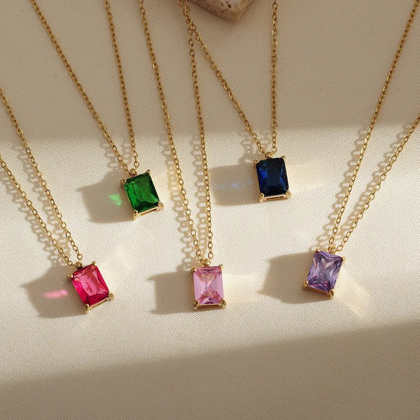 Wholesale Jewelry Elegant Simple Style Square 304 Stainless Steel Zircon 18K Gold Plated Plating Inlay