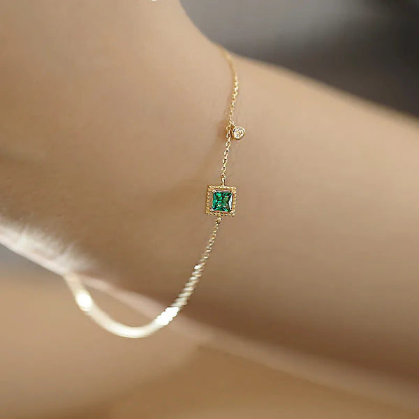 1 Piece 925 Sterling Silver Solid Color Zircon 925 sterling silver cable chain Bracelets