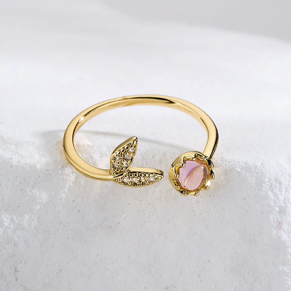 fashion star fish tail copper gold plated zircon open ring 1 piece