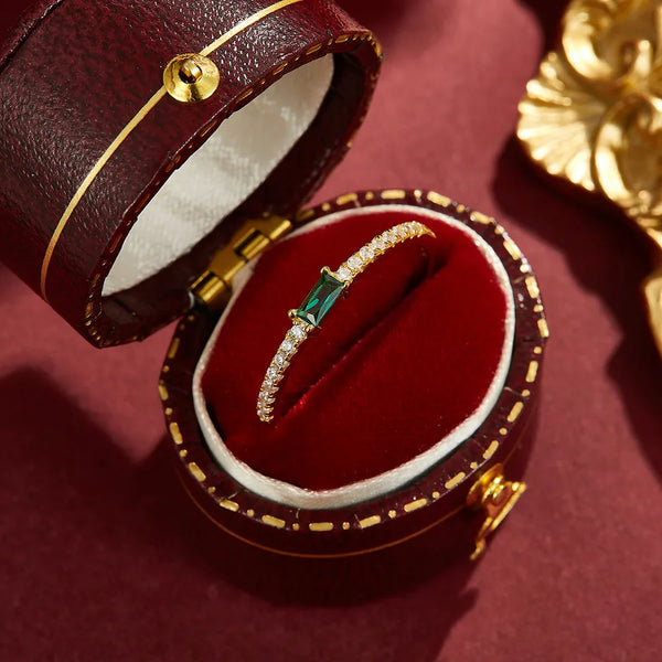 Geometric Ring For Women in 925 Sterling Silver with 18K Real Gold Plated Coating 0.01µm Featuring Zircon Inlay