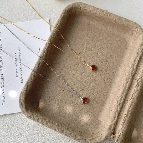 Rose Gold Plated S925 Sterling Silver Inlaid New Women's Necklace Vintage Collarbone Chain Jewelry