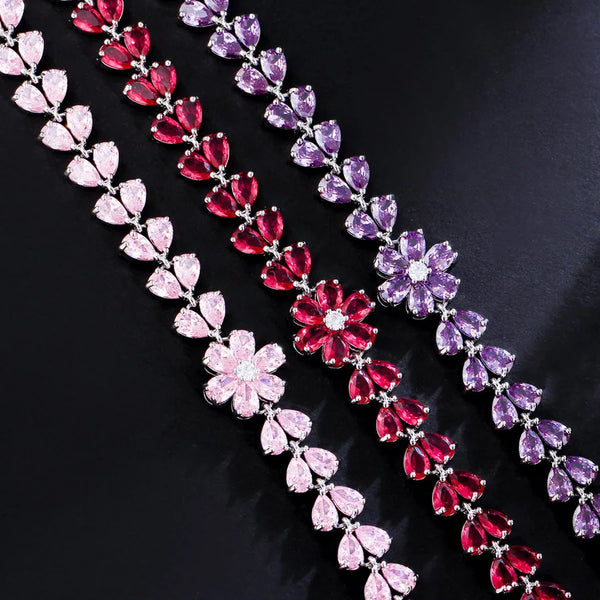 simple style flower wreath copper plating inlay zircon white gold plated bracelets