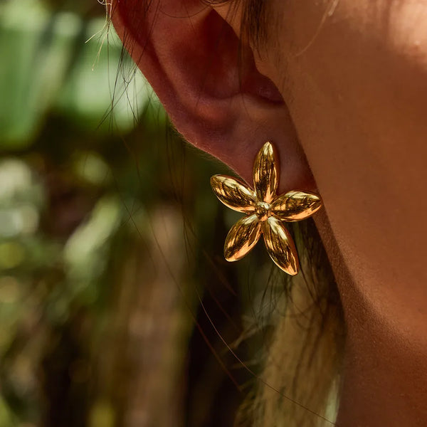 1 Pair Elegant Modern Style Flower 304 Stainless Steel 18K Gold Plated Ear Studs