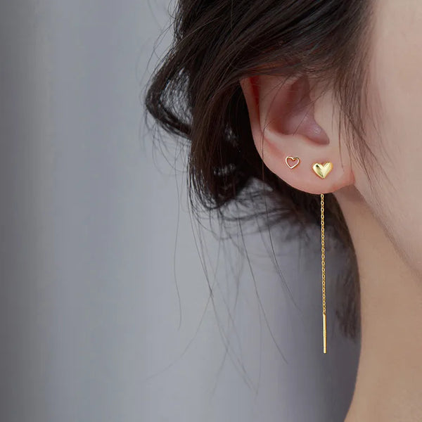 Heart Shape Tassel Earrings For Women in , 925 Sterling Silver with Electroplated Gold Plating