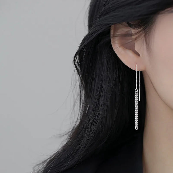 1 Pair 925 Sterling Silver Solid Color Ear line