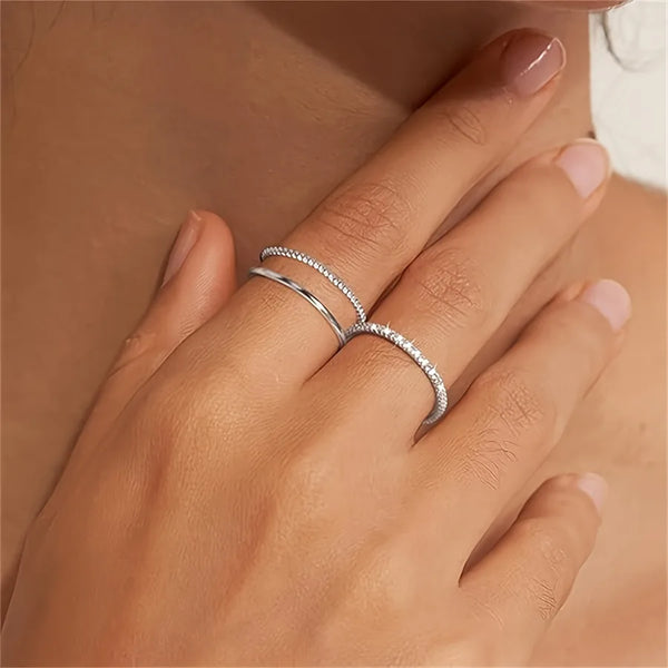 Geometric Claw Setting Ring for Women in Copper with White K Plated Water Plating and Zircon Inlay