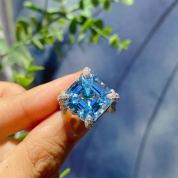Copper Diamond Geometric Artificial Gemstones Crystal Rings