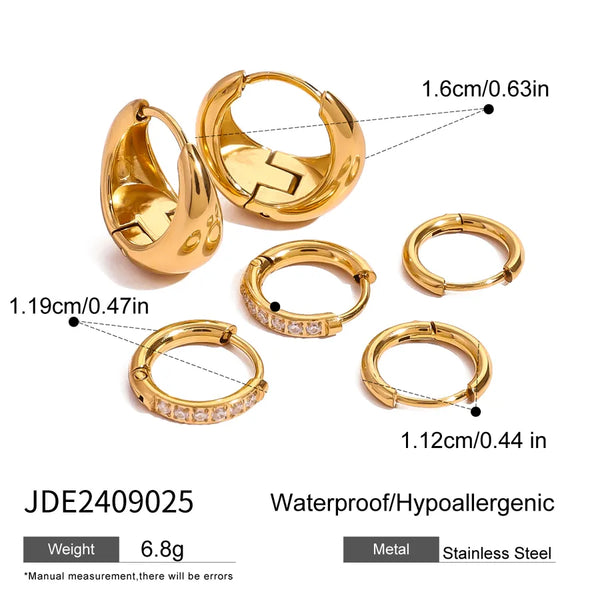 3 Pairs Simple Style Classic Style Geometric 304 Stainless Steel Stainless Steel Earrings
