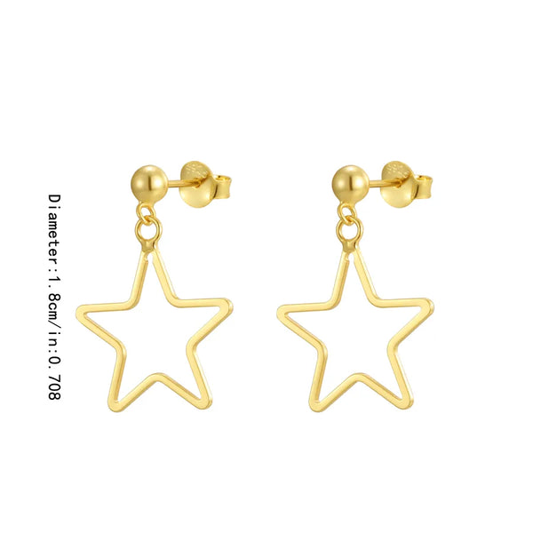 Ins Minimalist Sterling Silver S925 Star Ear Studs, Women's High Sense Graceful Personality Pentagram Earrings