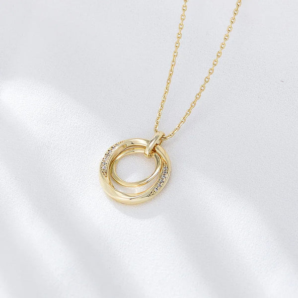 925 Sterling Silver Zircon Inlay Geometric Pendant Necklace