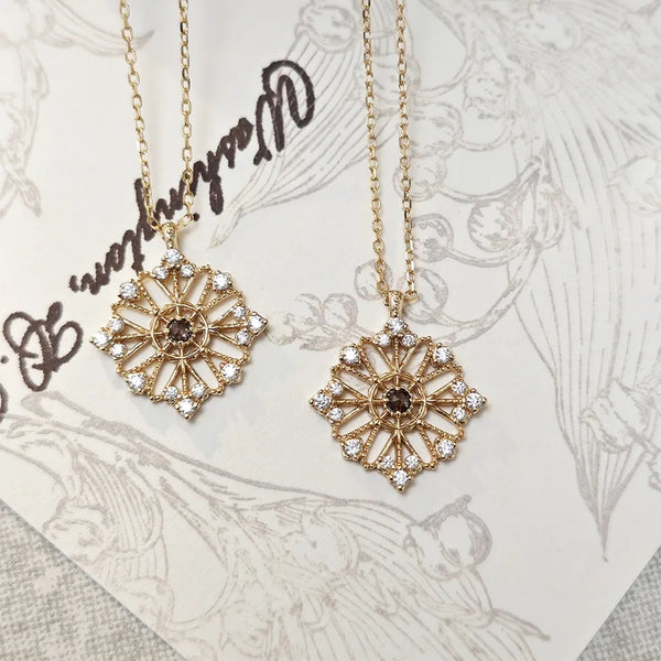 Snowflake Necklace For Women in 925 Sterling Silver Featuring Zircon in Coffer Color