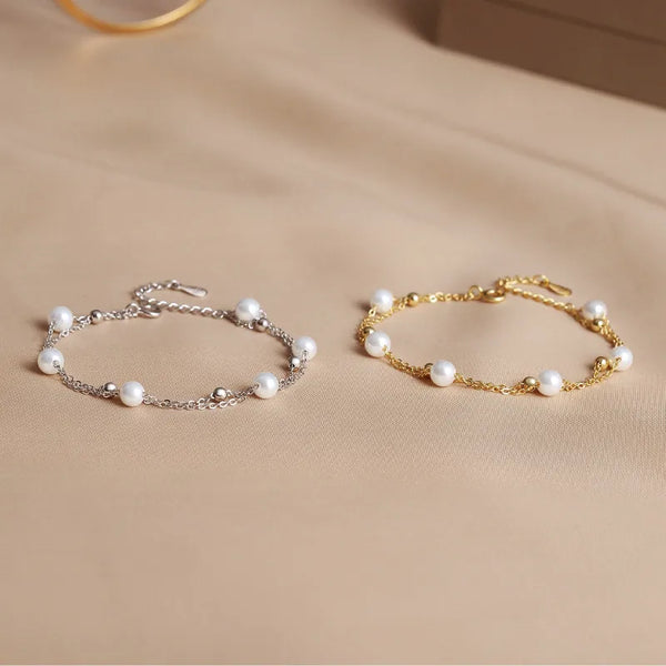 Pearl Bracelet For Women in 925 Sterling Silver Featuring White Pearls