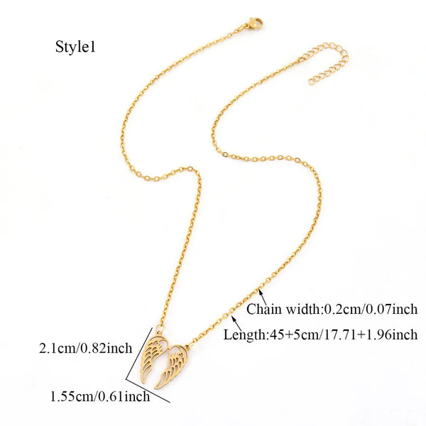 Wholesale Jewelry Casual Simple Style Wings 201 Stainless Steel 304 Stainless Steel Pendant Necklace cable chain
