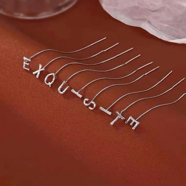 1 Pair 925 Sterling Silver Letter Ear line