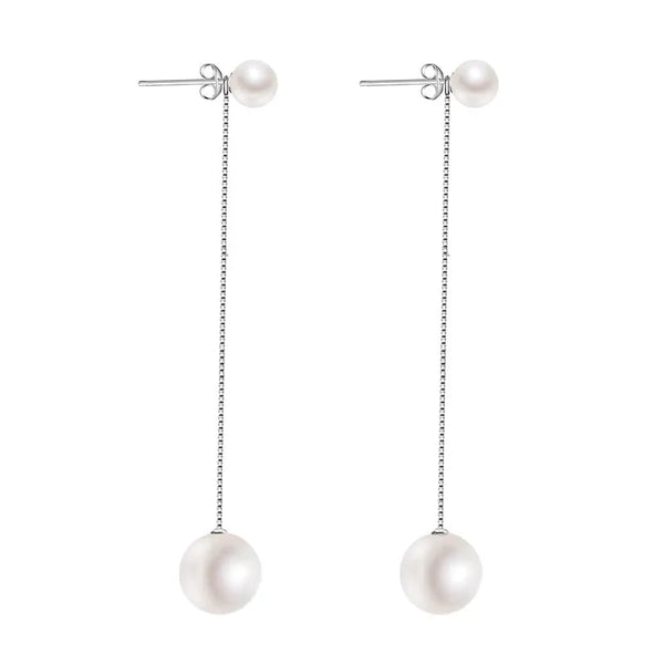1 Pair 925 Sterling Silver Imitation Pearl Geometric Drop Earrings