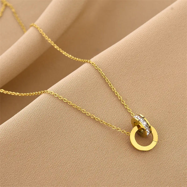 Vocabulary Words Inlay Necklace for Women with Zircon in 18K Real Gold Plated 304 Stainless Steel and PVD Coated Cable Chain
