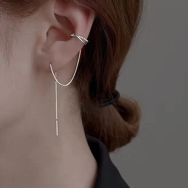 1 Pair 925 Sterling Silver Geometric Ear Cuffs