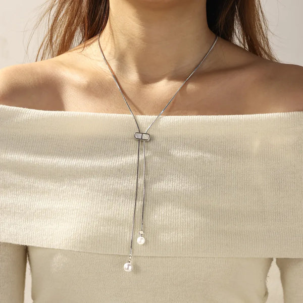 Oval Sweater Chain For Women Featuring Waterproof Non Tarnish 201 Stainless Steel With White K Plated 0.03µm Thick Box Chain