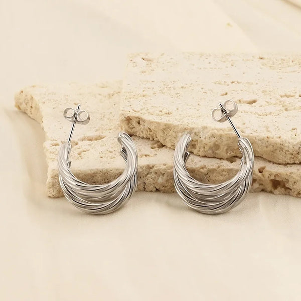 1 Pair Vintage Style Geometric Solid Color Titanium Steel 18K Gold Plated Ear Studs