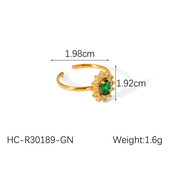 Wholesale Jewelry Classic Style Sunflower 304 Stainless Steel Titanium Steel Zircon 18K Gold Plated Open Rings