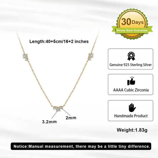 925 Sterling Silver Plated Zircon cable chain Geometric Necklace