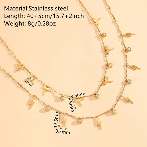 18K Gold Plated Stainless Steel Pendant Vacuum Gold Plated Lightning Flytrap Design Necklace Women's Jewelry