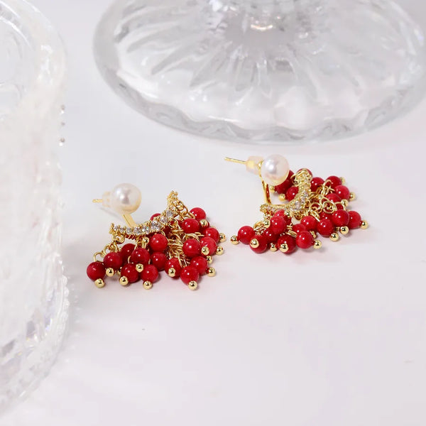 Natural Turquoise Pearl Baroque Earrings Luxury Versatile Retro Minimalist High-End Feeling Women's Earrings Fashion Jewelry