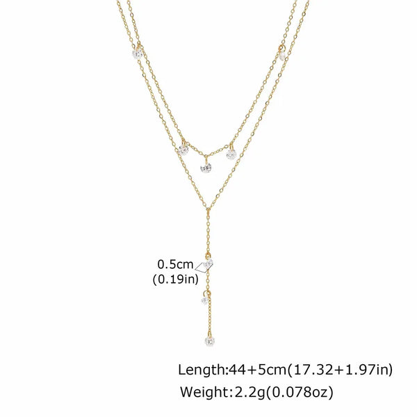 Solid Color 3D Y-Lariat Necklace for Women with 18K Gold Plated Copper Cable Chain