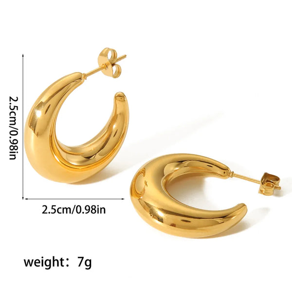 1 Pair Simple Style C Shape Plating 304 Stainless Steel 18K Gold Plated Ear Studs