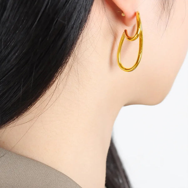 1 Pair Exaggerated Irregular Geometric Plating Titanium Steel 18K Gold Plated Earrings