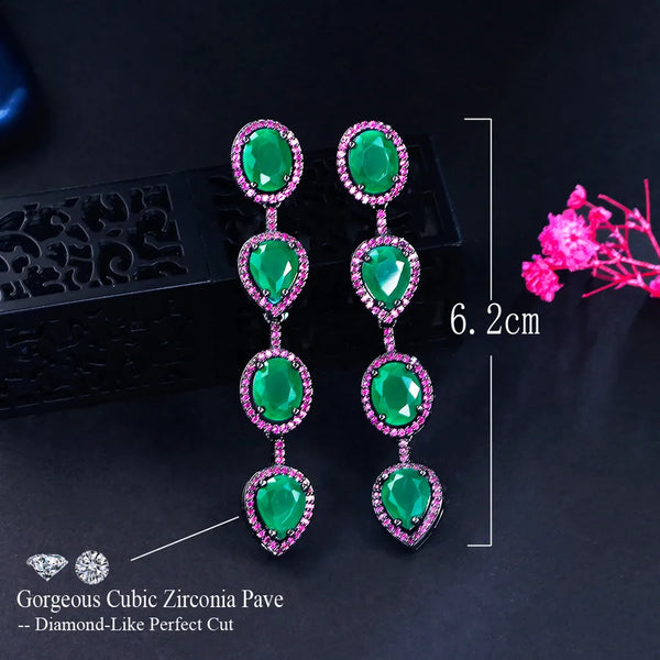 1 Pair Vintage Style Bohemian Water Droplets Plating Inlay Copper Zircon Drop Earrings
