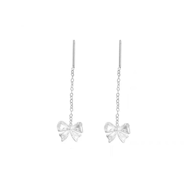 1 Pair 925 Sterling Silver Bow Knot Ear line
