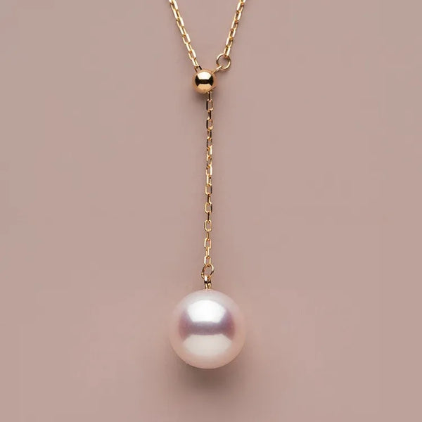 S925 Silver Plated 18K Gold Pearl Necklace Women's Luxury Adjustable Y-Shape Clavicle Chain Pendant Neckpiece