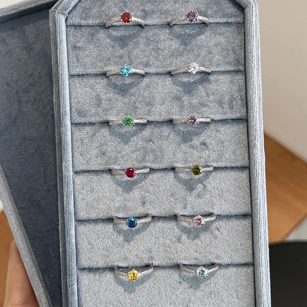 1 Piece 925 Sterling Silver Heart Shape Zircon Rings