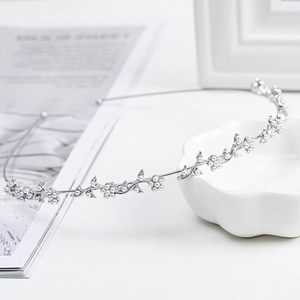 simple style geometric metal inlay artificial rhinestones artificial pearls hair band